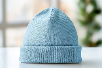 Beanie with folded cuff, photorealistic texture, perfect for showcasing logos or embroidery, isolated on white, winter accessory, branding