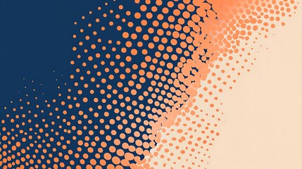Poster - Abstract background with a curved gradient of orange dots on a blue and beige background.