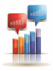 Poster - Vote Tally Concept: Vector Illustration of YES and NO Speech Bubbles Forming Bar Graphs to Represent Democracy's Voice - Isolated on White