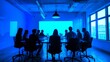 © NashEmpire - Team Meeting in Modern Office with Blue Lighting Effects