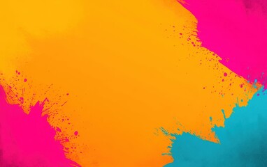 Poster - Vibrant abstract background featuring bright orange, pink, and teal splashes, perfect for creative projects and modern design elements.