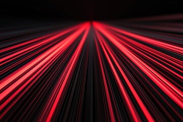 Poster - Dynamic red light rays create a sense of speed and motion, perfect for backgrounds, technology themes, or modern artistic projects.