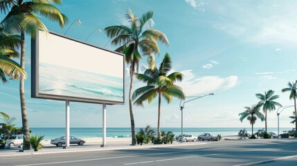 Poster - A billboard with a picture of a beach