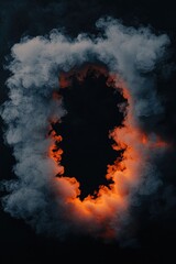 Poster - An artistic representation of swirling smoke with a fiery orange glow, creating a mystical portal effect against a dark background.