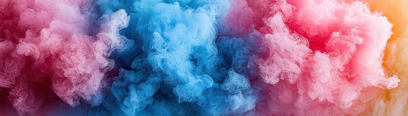 Poster - A vibrant cloud of colorful smoke billowing in shades of blue, pink, and orange, creating a striking and dynamic visual effect.