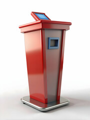 Canvas Print - Glossy Podium with Digital Vote Counter: Close-up Revealing Election Results on Clean White Background