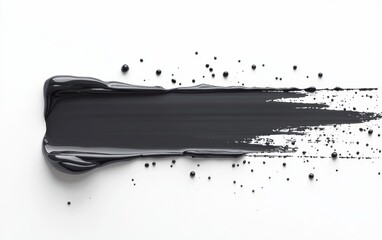 Poster - A smooth, flowing black paint stroke on a clean white background, ideal for artistic textures and modern design elements.