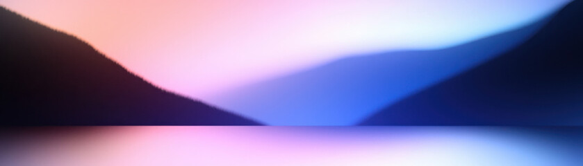 Poster - A serene abstract landscape featuring soft gradients of blue and pink, creating a calming and harmonious atmosphere for visual art.