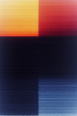 Poster - Vibrant abstract pattern with gradient squares blending warm and cool colors, creating a visually striking modern design for artistic use.