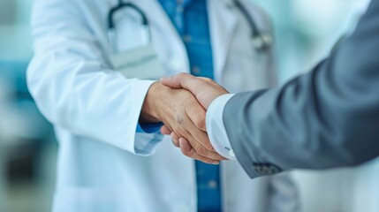 Sticker - A doctor shakes hands with a man in a suit