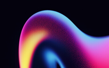 Poster - Grainy gradient background blue yellow red abstract glowing color wave black backdrop glowing vibrant dark noise texture banner design