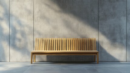 Sticker - Vacant wooden bench in a contemporary architecture interior, offering a clean, minimal backdrop with space for text or designs.