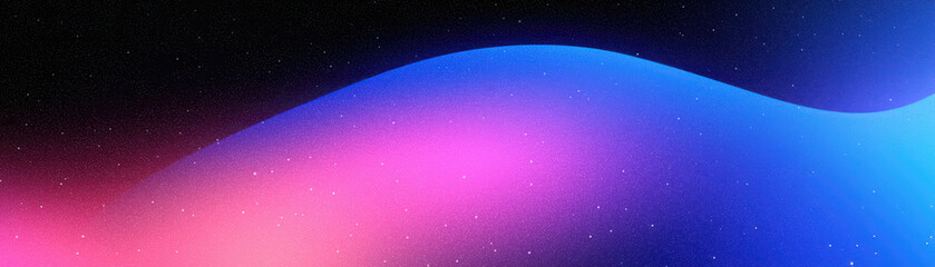 Poster - A vibrant abstract background featuring smooth curves of pink and blue waves blending seamlessly against a dark starry backdrop.