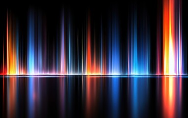 Poster - Vibrant abstract light beams reflecting on a glossy surface, creating a stunning visual effect. Ideal for digital art and creative projects.