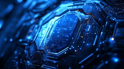 Aufkleber - A futuristic digital interface with blue hues, symbolizing technology and innovation in a high-tech context.