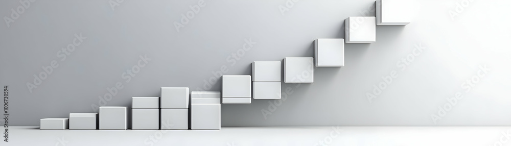 Dynamic Rising Bar Chart of Floating Cubes Isolated on White Background ...