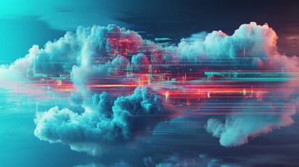 Poster - Visual representation of dynamic, colorful clouds symbolizing contemporary advances in cloud computing and digital technology.