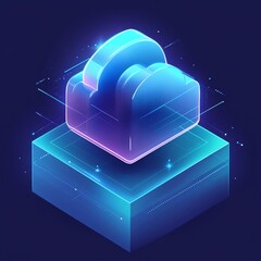 Poster - A glowing 3D cloud icon symbolizes technological advancements, digital storage solutions, and online data accessibility.