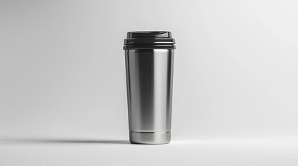 coffee tumbler bottle stainless steel mock up on white background