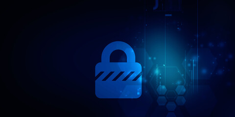 2d illustration Safety concept: Closed Padlock on digital background