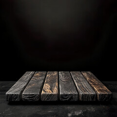 Wooden platform with black backdrop for use as product displays, in social media, or anything else.