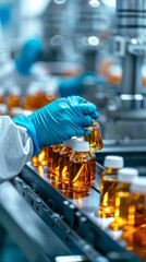 Poster - A person is holding a bottle of liquid in a lab