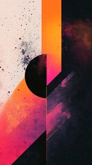 Poster - Abstract illustration combines geometric shapes with bold orange and pink gradients, showcasing symmetry and modern design.