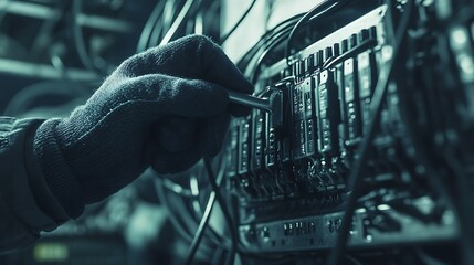 Poster - Engineer Tightening Bolt on Energy Storage Battery