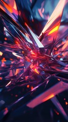 Fototapete - An abstract composition of sharp crystals intertwined with vibrant colors, creating a dynamic visual experience.