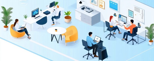 Wall Mural - Modern Digital Workspace for Seamless Collaboration