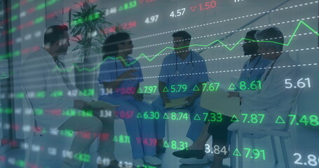 Poster - Image of financial data processing over diverse doctors