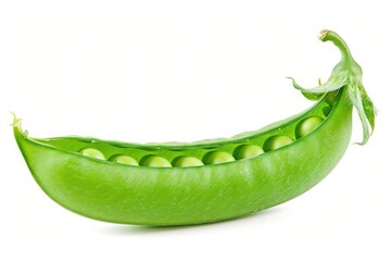 Poster - A single green pea is photographed against a plain white background, providing a simple and clean view of the pea