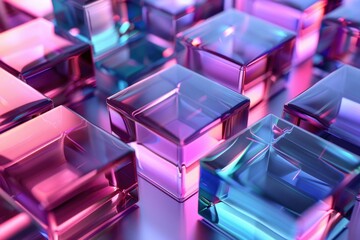 Aufkleber - A collection of transparent glass cubes resting on a surface, potentially used for decorative purposes or as a unique display