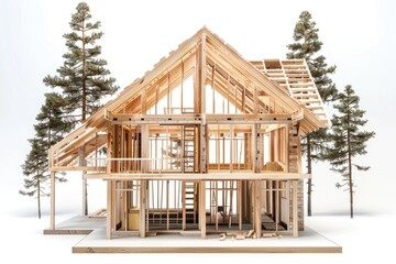 Poster - Building materials and tools on a white surface, ideal for real estate or DIY projects