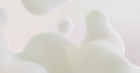 Wall Mural - Floating white abstract shapes, soft fluid motion animation in background