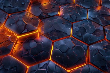 Poster - A close-up view of a unique hexagonal pattern formed by molten lava