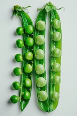Poster - Two peas sitting together on a surface, possibly in a row or on a plate