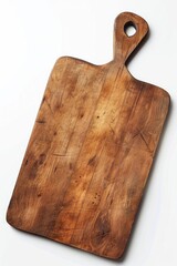 Poster - A wooden cutting board placed on a clean and tidy white surface, ideal for food preparation or presentation