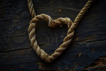 Canvas Print - A handmade wooden rope shaped like a heart, great for decorative or creative uses