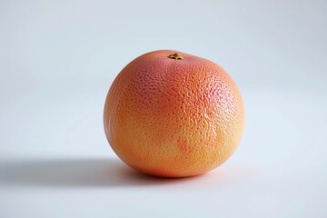 A single grapefruit sits on a white background, providing a pop of color