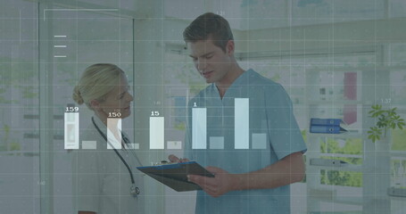 Poster - Image of financial data processing over diverse doctors