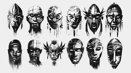 Poster - A collection of colorful masks against a plain white backdrop