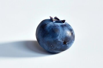 Poster - A single blueberry sits on a white surface