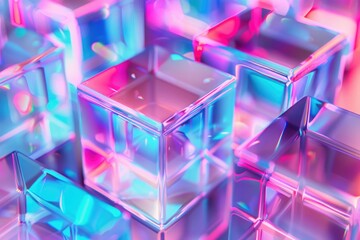 Poster - A pile of cubes stacked on top of each other, with some slightly askew