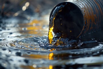 Poster - A close-up view of liquid pouring out of a bottle