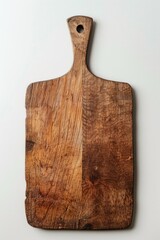 Poster - A simple wooden cutting board placed on a clean white surface, ready for use