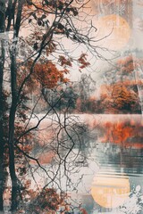 Poster - A serene lake scene with trees in the background, perfect for use in nature or outdoor-themed projects
