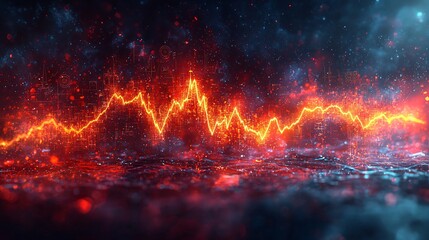 Poster - Abstract Technology Background with Glowing Digital Line Graph