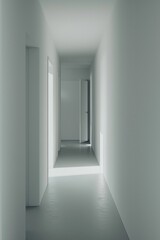 Wall Mural - Long corridor with white walls and floor