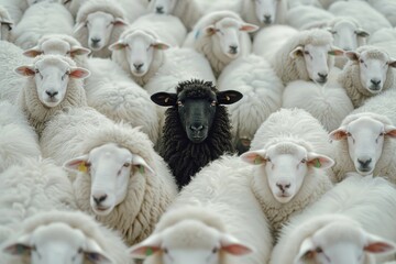 Poster - A group of sheep standing close together, likely grazing or resting